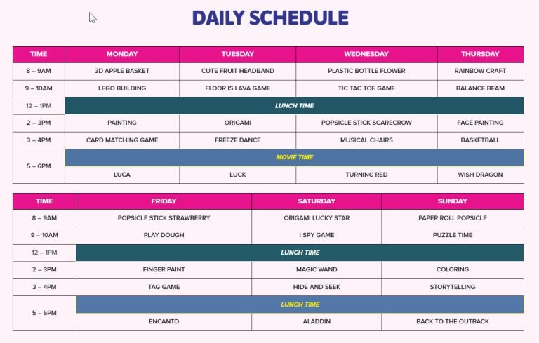 Daily Schedule at Childcare and Learning Activities at Cubby House Kids Club, Bali's Premier Play Center