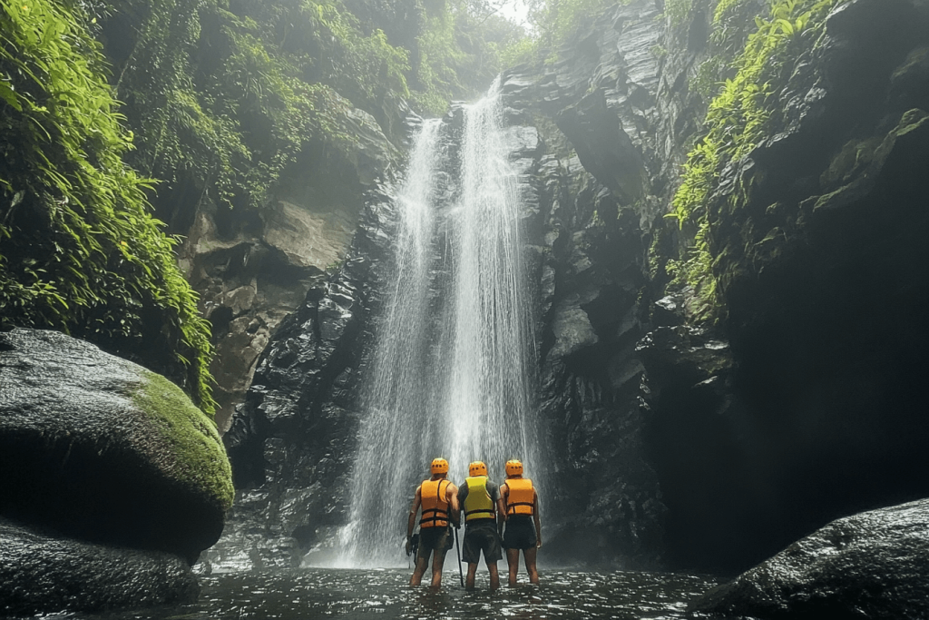 Family Adventures: River Rafting on Ayung River with a Nanny in Bali- Waterfall
