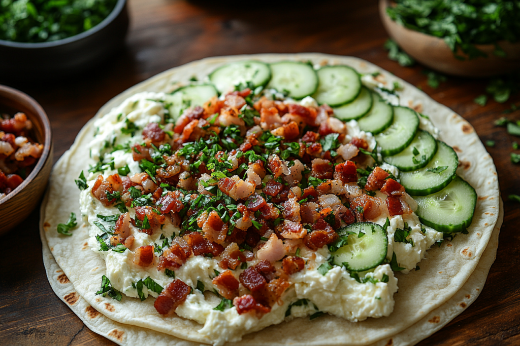 Step 4: Add Chicken Bacon and Cucumber
