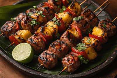 Easy Sausage, Bacon & Mushroom Skewers Recipe for Bali Families