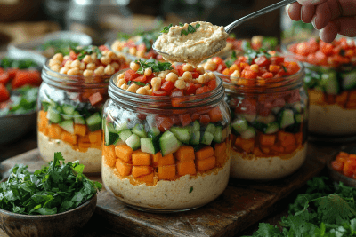 Healthy and Colorful Hummus Jars for Families Exploring Bali