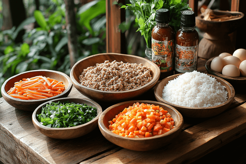 How to Make Soboro Don: A Kid-Friendly Three-Color Bowl in Bali | Ingredients