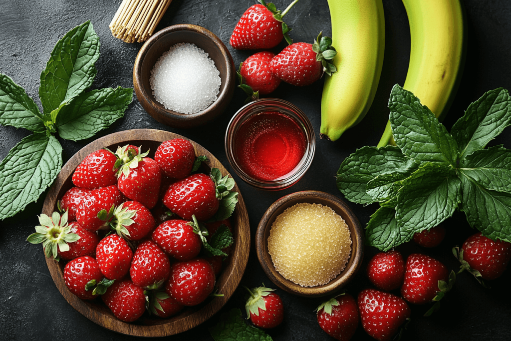 Tropical Strawberry & Mint Granita Recipe in Bali | Ingredients