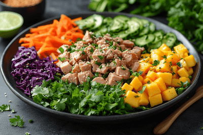 Healthy Tuna Rainbow Salad for Kids Visiting Bali