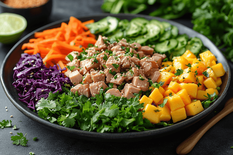 Healthy Tuna Rainbow Salad for Kids Visiting Bali