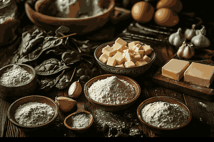 Bahan untuk muffin bayam ala Bali