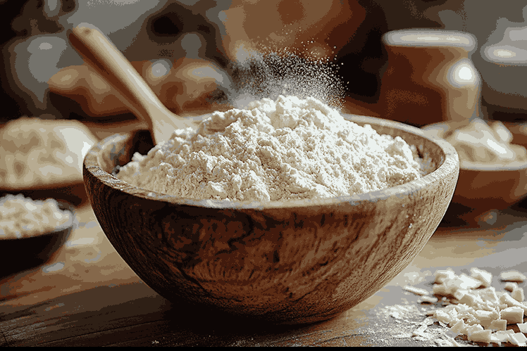 Campur bahan kering untuk muffin bayam