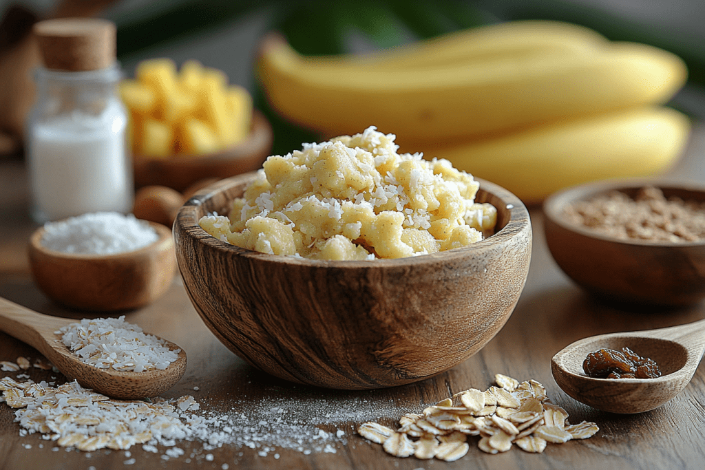 Ingredients for Bali-Inspired Banana Oatmeal Cookies (Serves 4 Kids)
