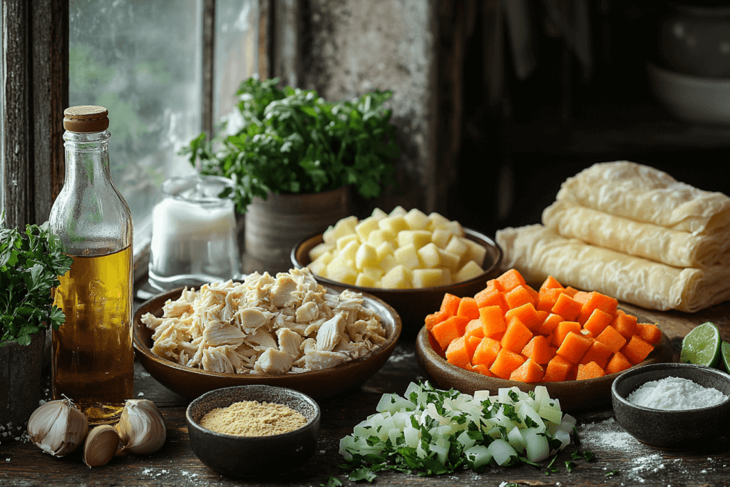 Ingredients for Bali-Inspired Chicken and Leek Pie (Serves 4 Kids)