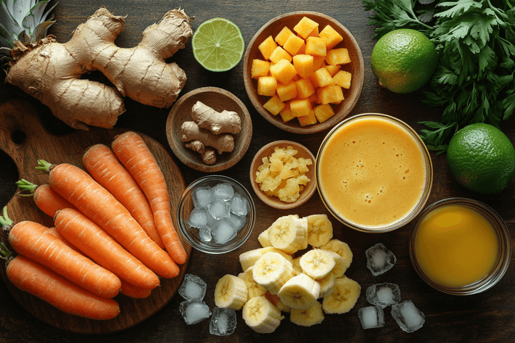Ingredients for Bali-Inspired Carrot Smoothies (Serves 4 Kids)