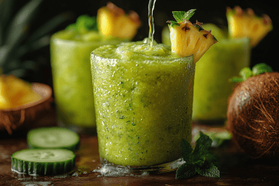 Refreshing Pineapple Cucumber Smoothie for Kids in Bali, Indonesia