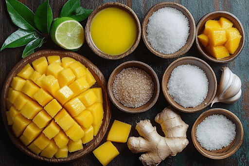 Ingredients for Bali-Inspired Mango Dressing (Serves 4 Kids)