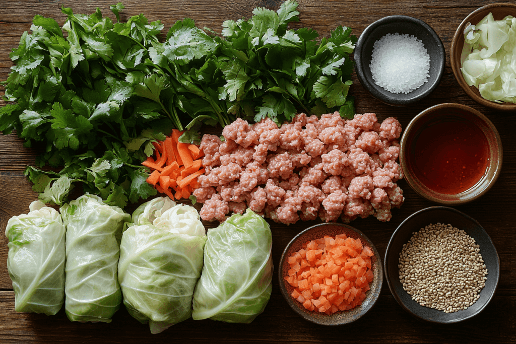 Ingredients for Bali-Inspired Hoisin Pork Cabbage Rolls (Serves 4 Kids)
