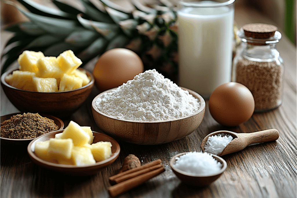 Ingredients for Bali-Inspired Pineapple Muffins (Serves 4 Kids)