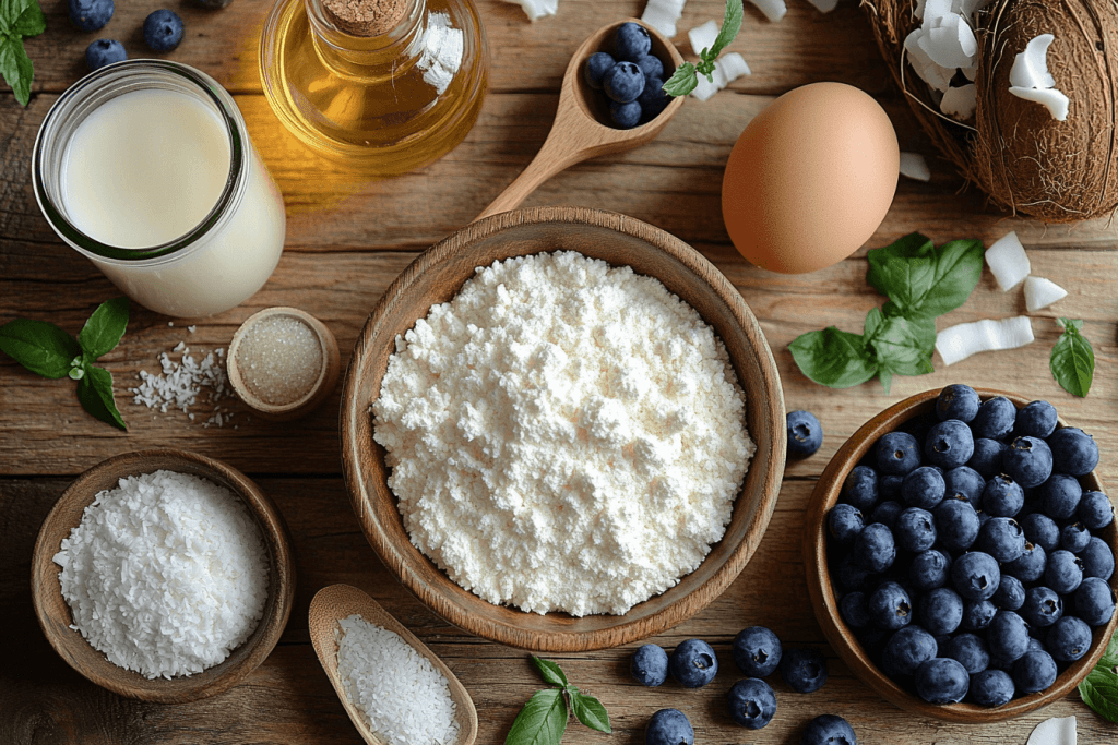 Ingredients for Bali-Inspired Blueberry Muffins (Serves 4 Kids)