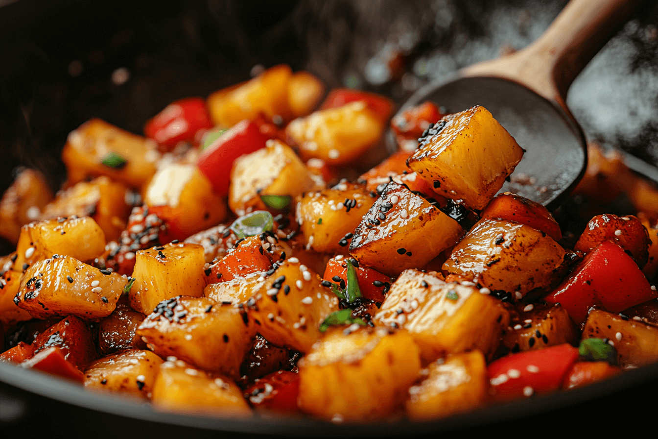 Step 4: Add Pineapple and Sauce