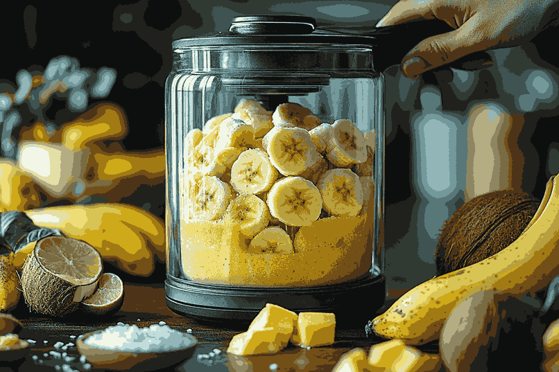 Memblender campuran untuk Es Loli Pisang