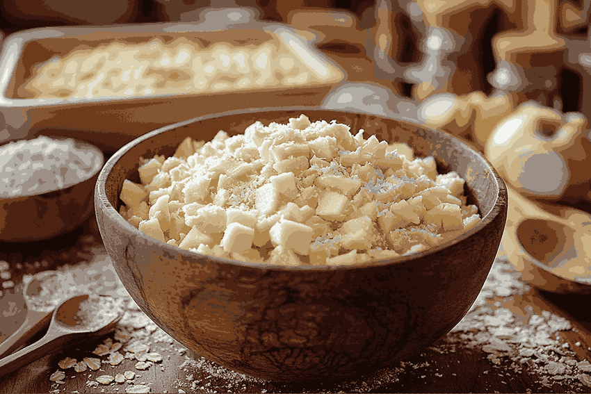 Siapkan bahan basah untuk oat bar pie apel