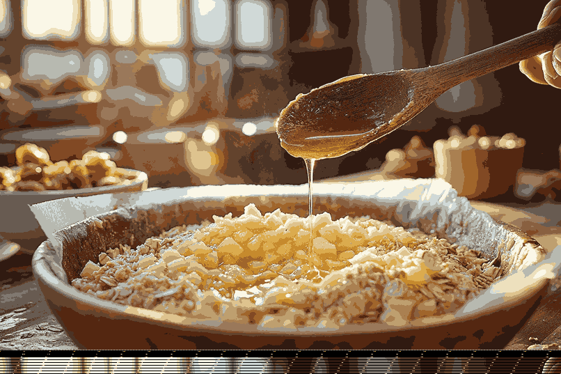 Campur dan tekan adonan oat bar pie apel