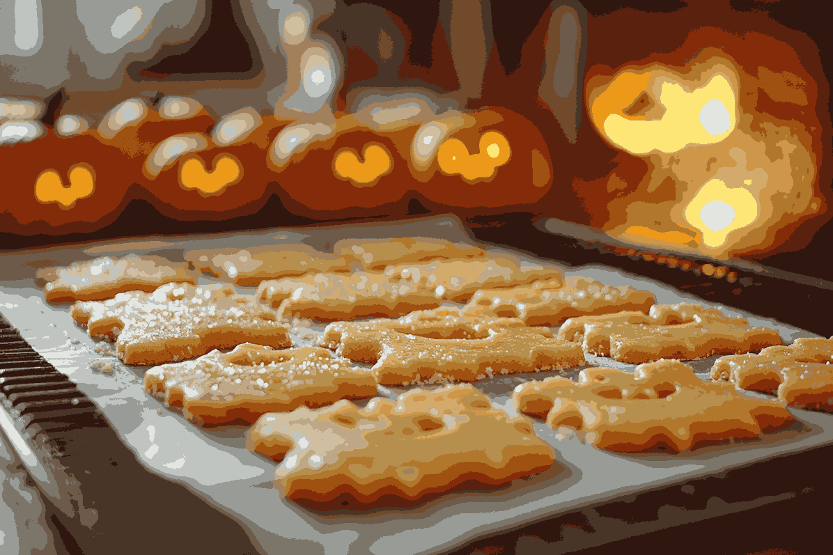 ハロウィンクッキーを形作り焼く