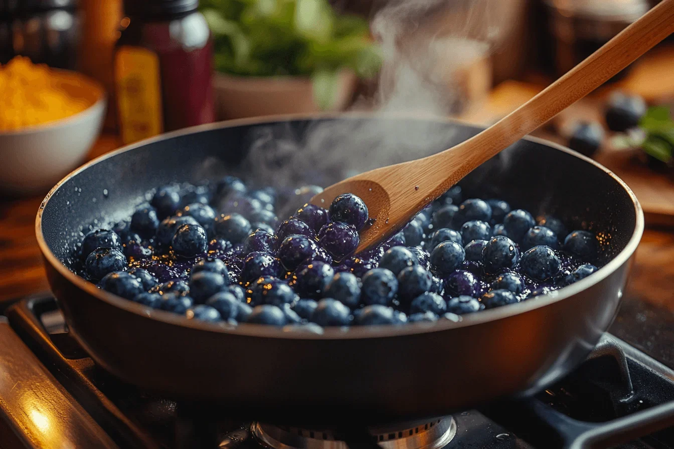 Menyiapkan dasar untuk Batang Kue Blueberry