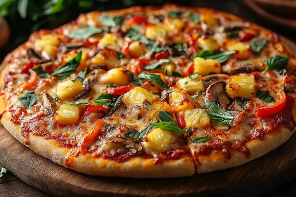 Pizza dipanggang dan dihias
