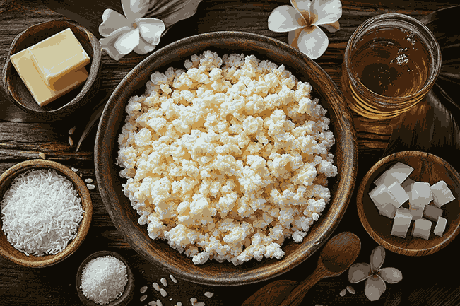 Ингредиенты для ломтиков Rice Bubble в балийском стиле