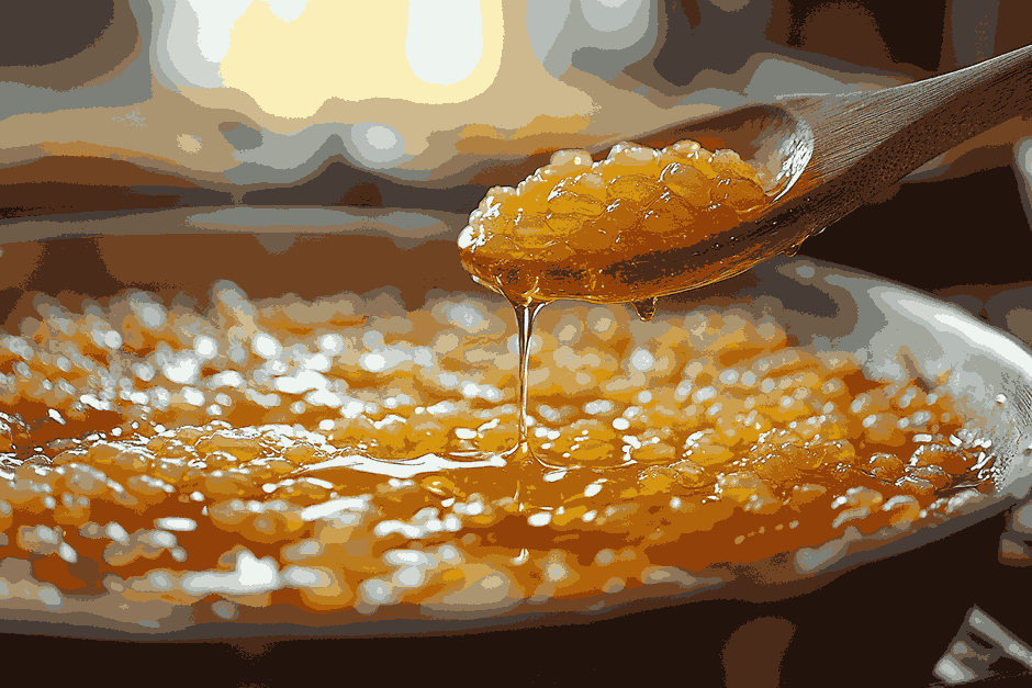 Приготовьте сироп для ломтиков Rice Bubble
