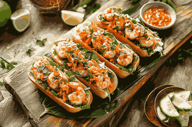 Быстрые и вкусные креветочные хот-доги в балийском стиле