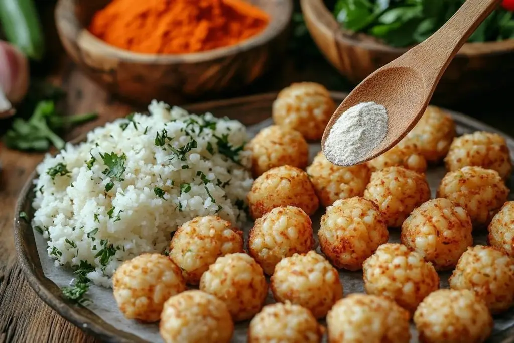 Campuran falafel disiapkan