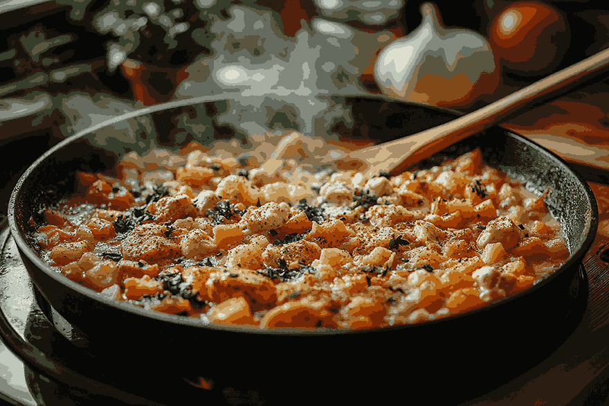 Подготовьте начинку для пирога с курицей и луком-пореем
