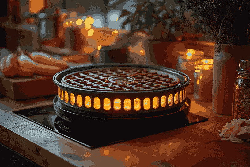 Panaskan alat wafel
