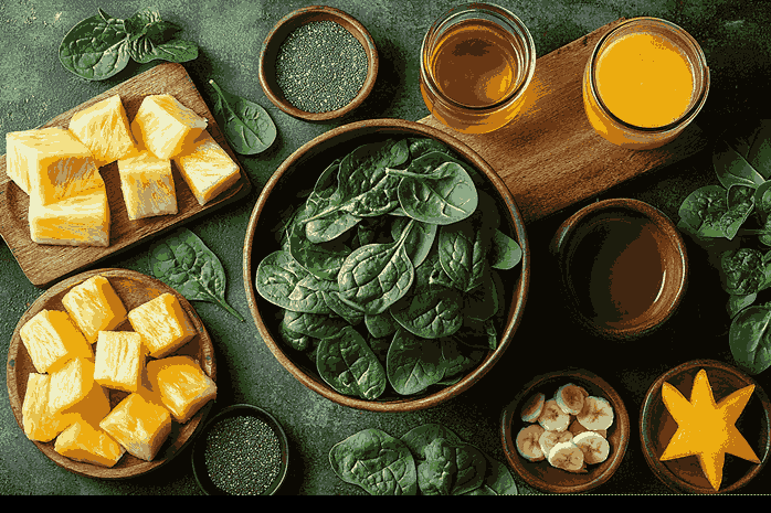 Bahan untuk smoothie bayam ala Bali