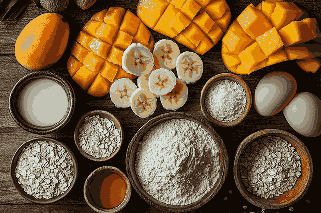 Bahan untuk resep tepung oat ala Bali