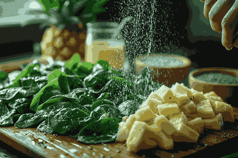 Siapkan bahan untuk smoothie bayam