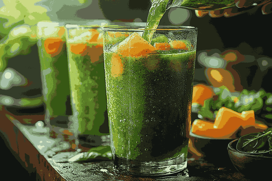 Dinginkan dan sajikan smoothie bayam