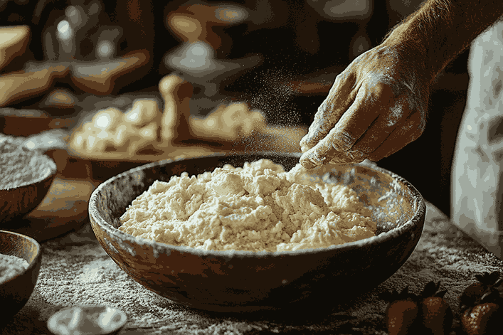 Подготовьте тесто для блинчиков с клубникой