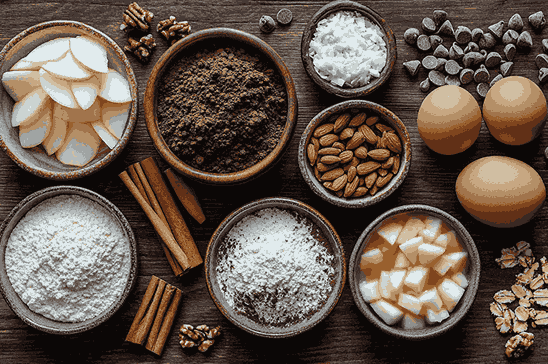 Bahan untuk kue cokelat apel ala Bali