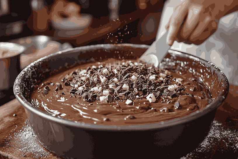 Membuat adonan kue cokelat apel
