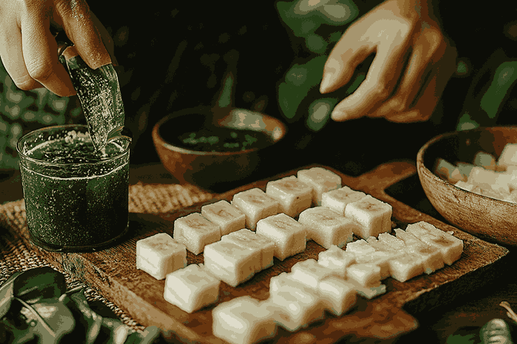 アップルスムージーの材料を準備する