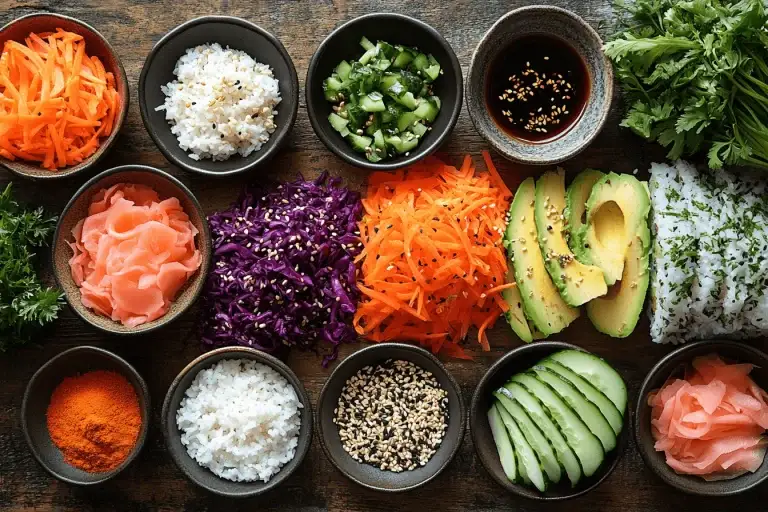 Bahan untuk Sushi Pelangi Ala Bali