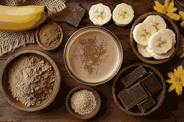 Bahan untuk susu cokelat ala Bali