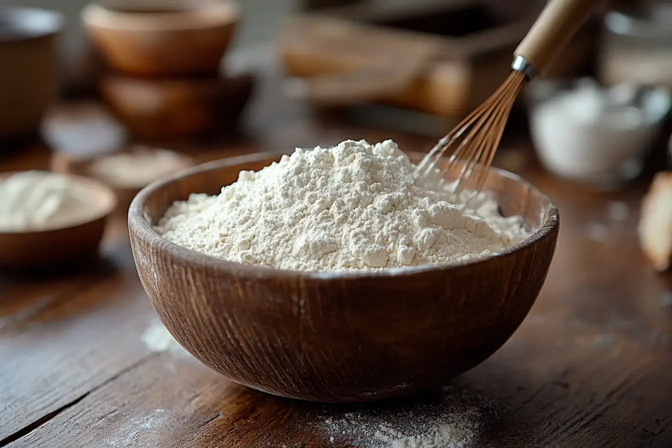 Menyiapkan bahan kering untuk Kue Telur Mini