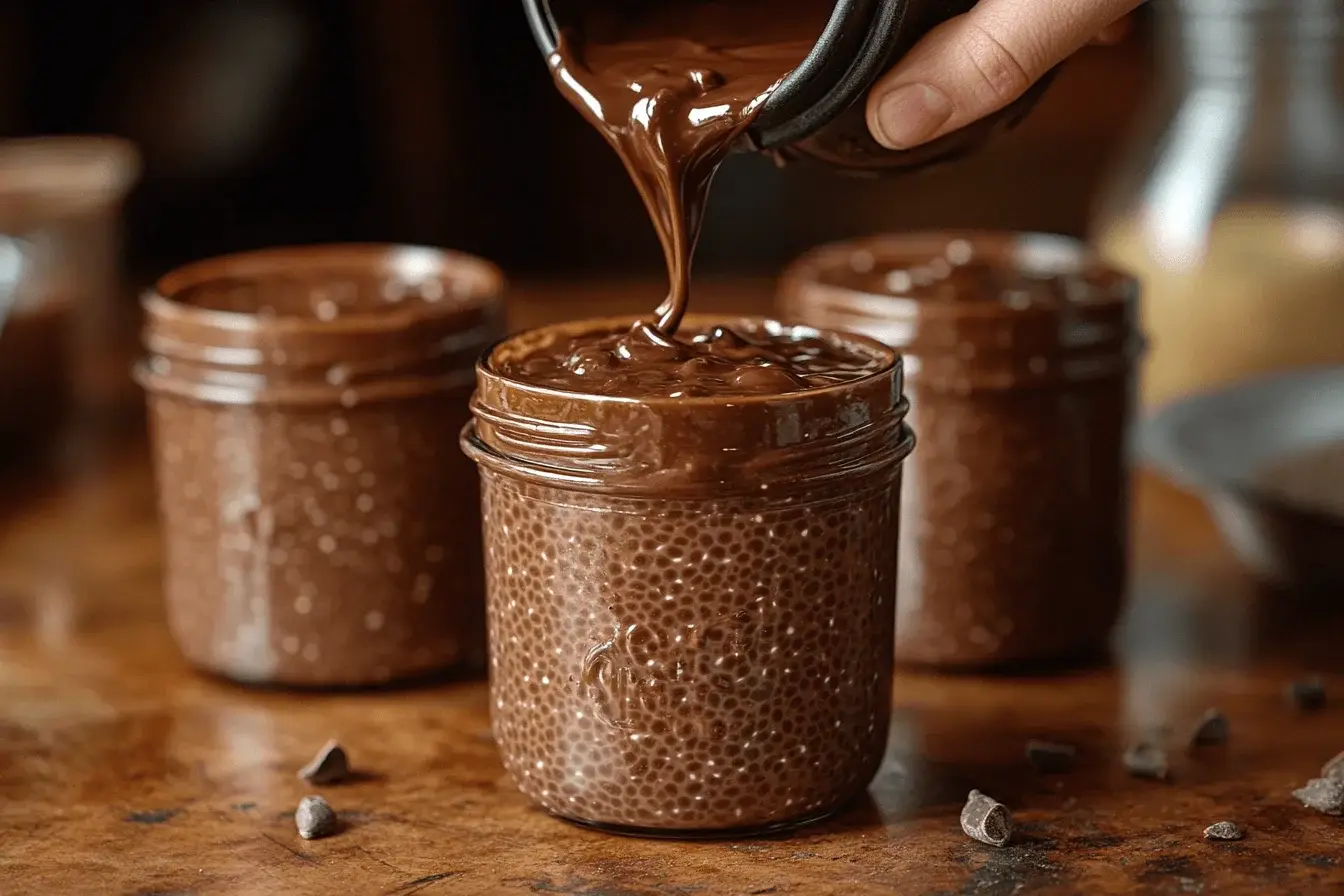 Mendinginkan Puding Chia Cokelat