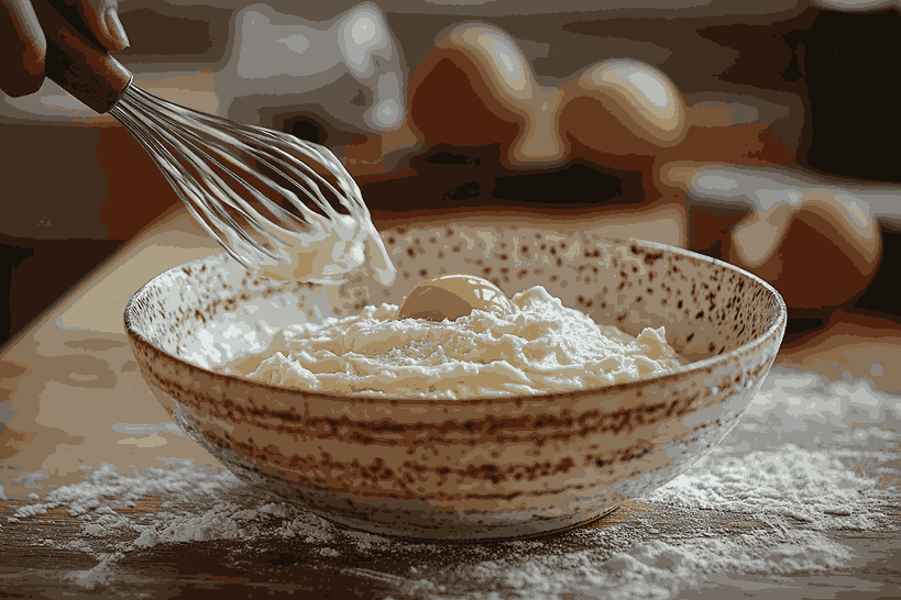 セイボリースコーンのウェット材料を混ぜる