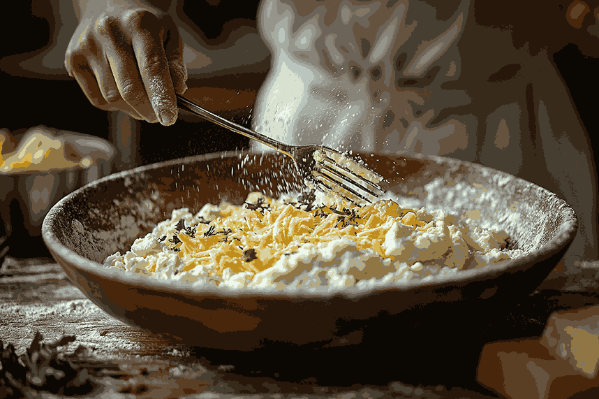 セイボリースコーンの材料を組み合わせる