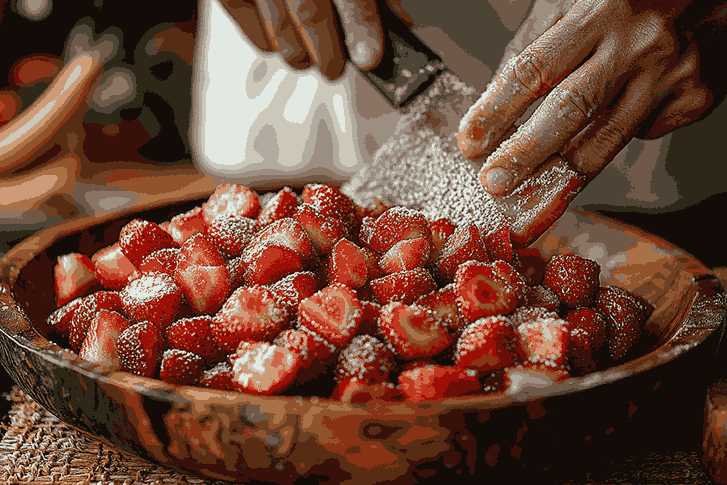 Menyiapkan kulit untuk Strawberry Crumble Bars