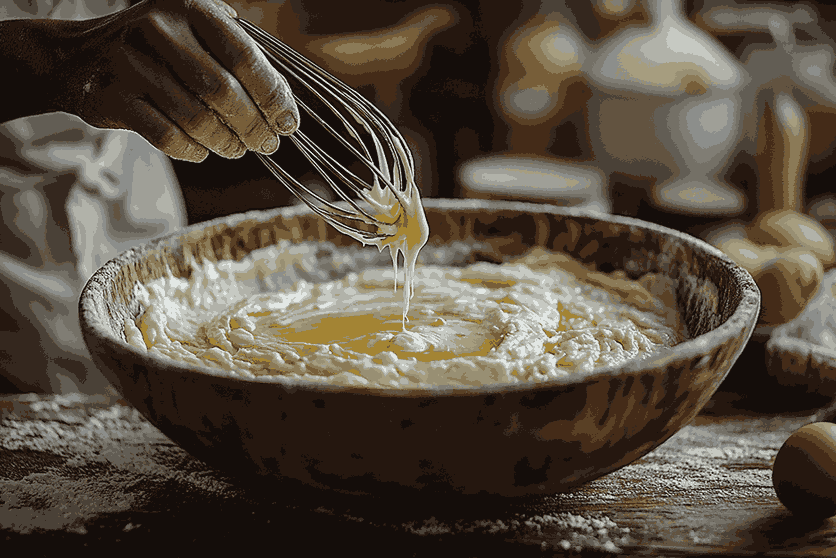 ベリーマフィンのウェット材料を混ぜる