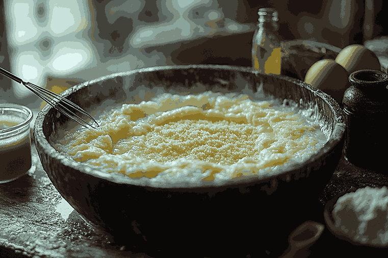チョコチップマフィンのウェット材料を準備する