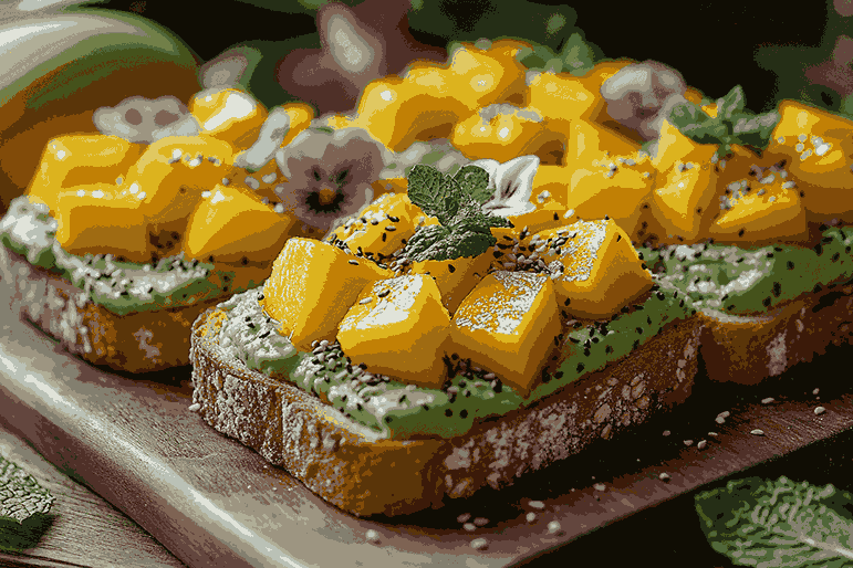 Toasts yang sudah dihias, disajikan di atas daun pisang, siap disantap bersama anak-anak.